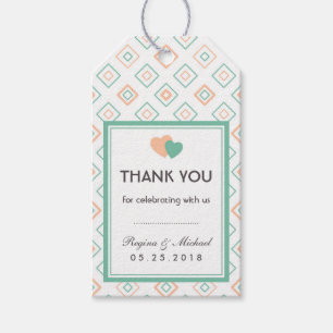 Geometric Diamond Tiles Pattern Wedding Gift Tag