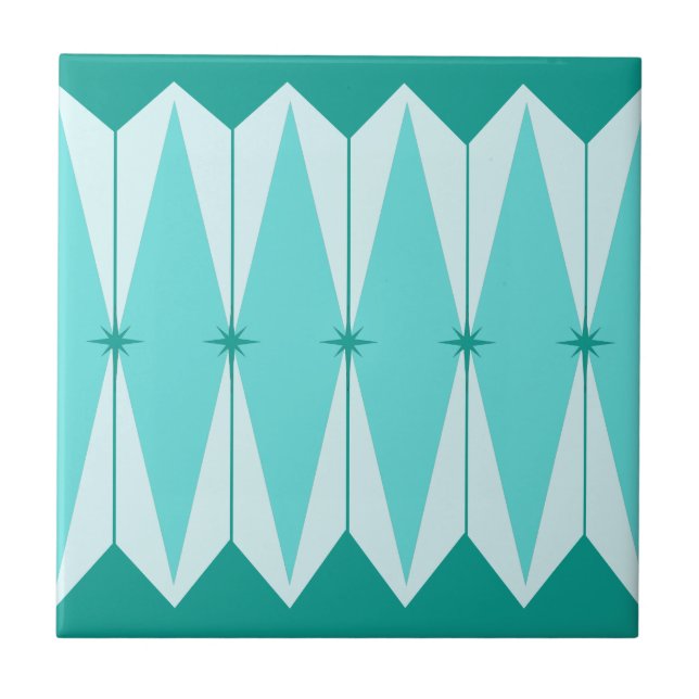 Geometric Diamonds & Starbursts Ceramic Tile (Front)