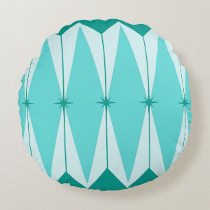 Geometric Diamonds & Starbursts Round Pillow