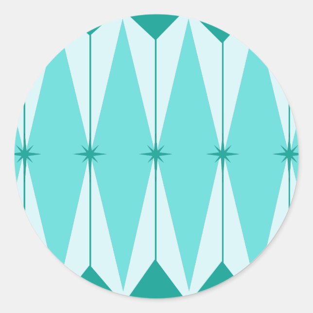 Geometric Diamonds & Starbursts Round Stickers (Front)