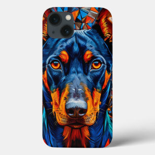 🐾 Geometric Doberman Elegance ✨ Modern Abstract iPhone 13 Case