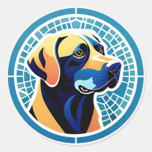 Geometric Dog Head Logo Emblem Classic Round Sticker