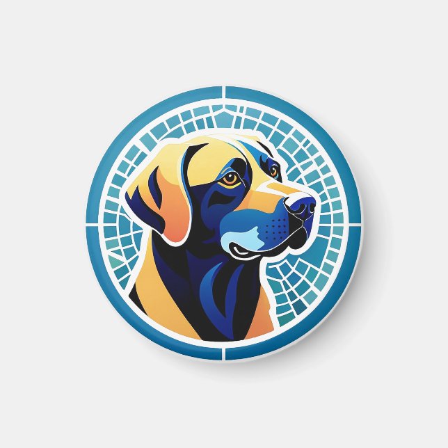 Geometric Dog Head Logo Emblem Magnet (Front)