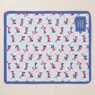 Geometric Dog Pattern Personalized Sherpa Blanket