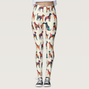 Geometric dog silhouettes design leggings