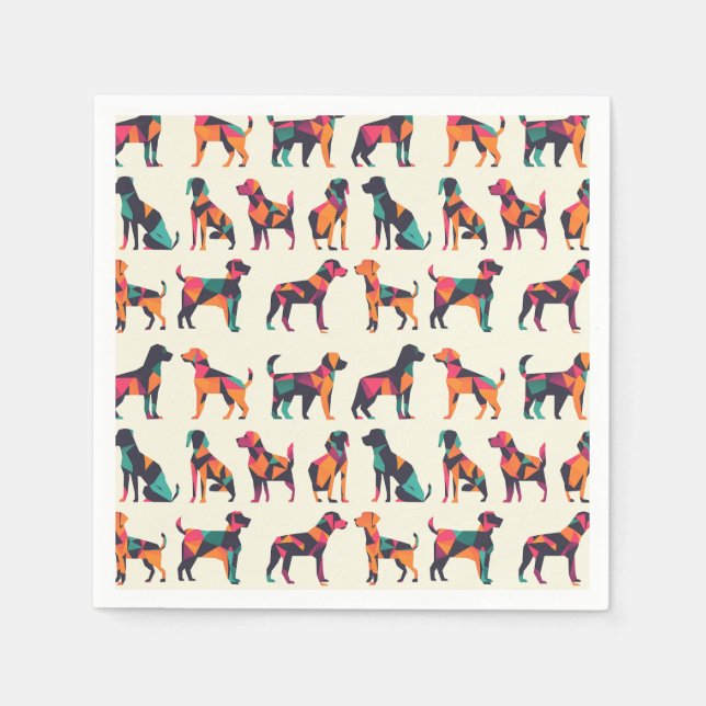 Geometric dog silhouettes design napkin (Front)