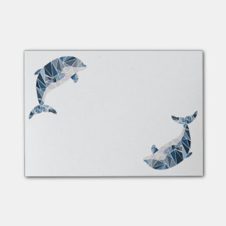 Geometric dolphin post-it notes