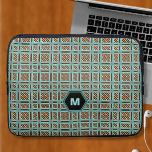 Geometric Dots and Squares Monogram Laptop Sleeve
