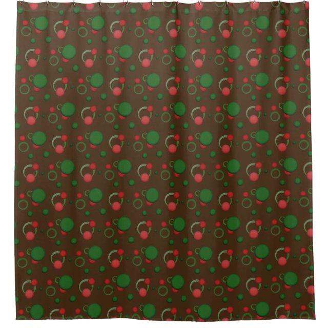Geometric Dots Circles Retro Pattern on any Colour Shower Curtain (Front)