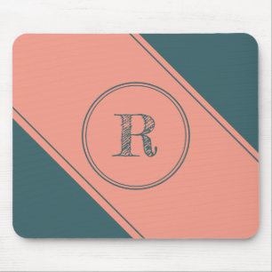 Geometric Double Circle Initial Letter Monogram Mouse Pad