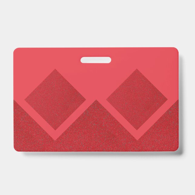 Geometric Double Diamond Badge – Custom Red ID Tag (Front)
