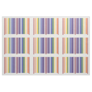 Geometric Double Rainbow Barcode Pattern Fabric