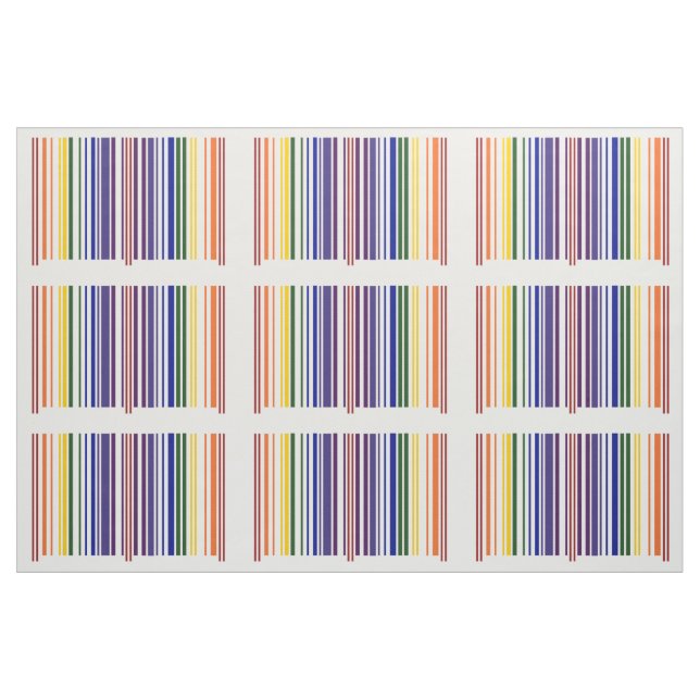 Geometric Double Rainbow Barcode Pattern Fabric (Fat Quarter)