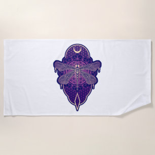 Geometric Dragonfly Mandala Life Flower Symbol Beach Towel