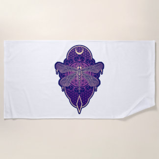 Geometric Dragonfly Mandala Life Flower Symbol Beach Towel