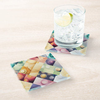 Geometric Drops Glass Coaster