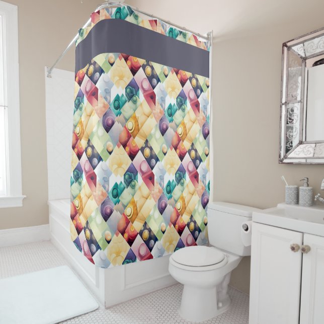 Geometric Drops Shower Curtain (In Situ)