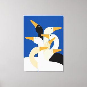 Geometric Duck Flock Art Print Bold Blue Wall