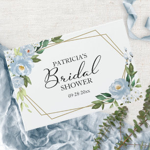 Geometric Dusty Blue Floral Bridal Shower Guest Book