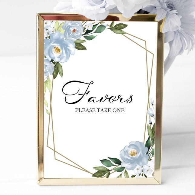 Geometric Dusty Blue Floral Favours Sign (Creator Uploaded)