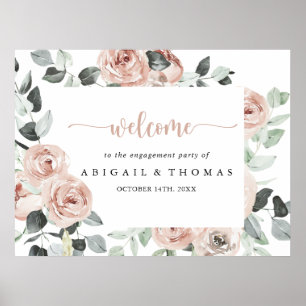 Geometric Dusty Rose Engagement Party Welcome Poster