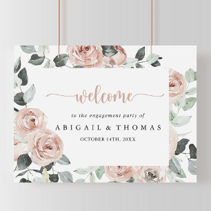 Geometric Dusty Rose Engagement Party Welcome  Poster