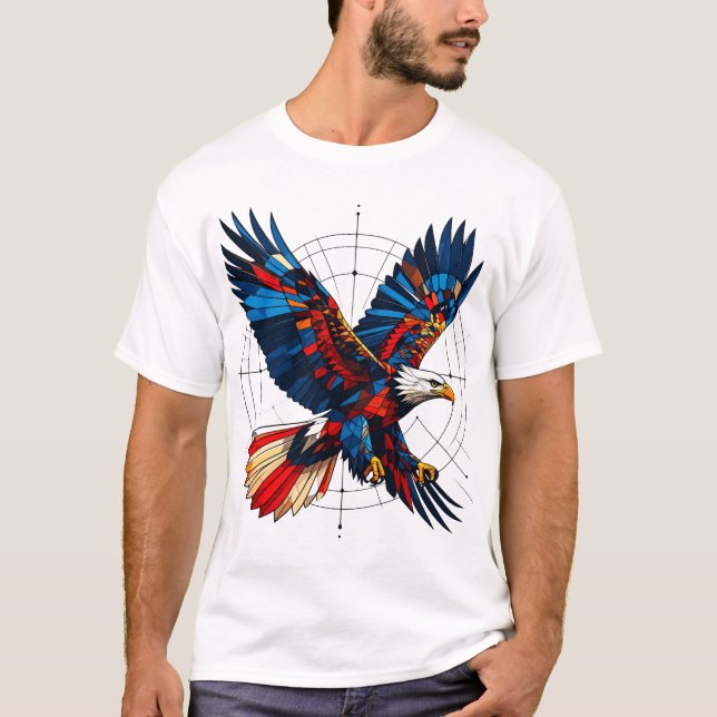 Geometric Eagle – Mosaic Flight with Symbolic Prec T-Shirt (Front)