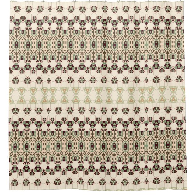 Geometric Earth Tones Pattern Shower Curtain (Front)