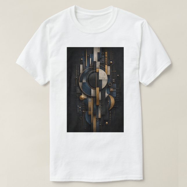 Geometric Eclipse | Luxury Abstract 3D Wall Art T-Shirt (Design Front)