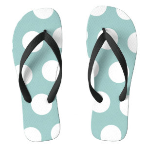 Geometric Eggshell Blue White Polka Dots Jandals
