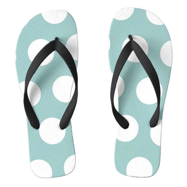 Geometric Eggshell Blue White Polka Dots   Jandals (Footbed)