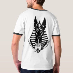 Geometric Egyptian Jackal Pharaoh Art Ringer T-Shi T-Shirt