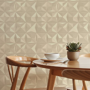 Geometric Elegance: Beige Abstract 3D Wallpaper