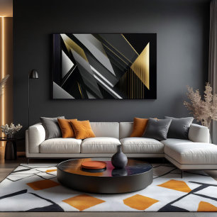 Geometric Elegance Gold & Black Canvas Print