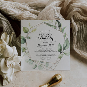 Geometric Elegant Brunch and Bubbly Bridal Shower Invitation