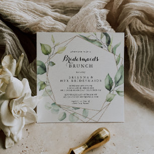 Geometric Elegant Gold Bridesmaids Brunch Shower Invitation