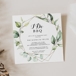 Geometric Elegant Gold I Do BBQ Engagement Party Invitation