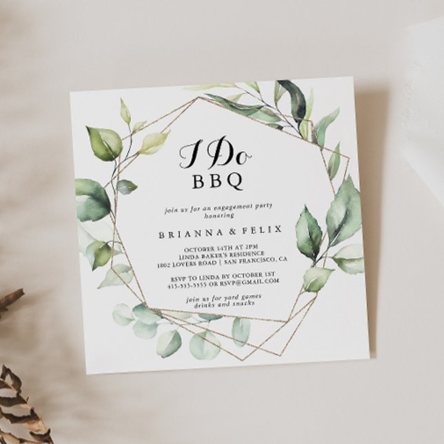 Geometric Elegant Gold I Do BBQ Engagement Party Invitation (Creator Uploaded)