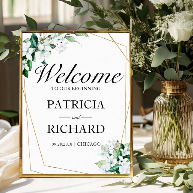 Geometric Elegant Greenery Wedding Welcome Sign (Creator Uploaded)
