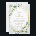 Geometric Elegant Sage and Gold Greenery Wedding Invitation<br><div class="desc">For more advanced customisation of this design,  simply select the "Customise It" button above!</div>