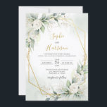 Geometric Elegant Sage and Gold Greenery Wedding Invitation<br><div class="desc">For more advanced customisation of this design,  simply select the "Customise It" button above!</div>