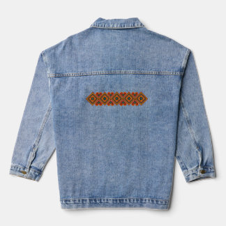 Geometric Embroidered Look Denim Jacket