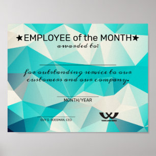 Geometric employee of the month award certificate poster
