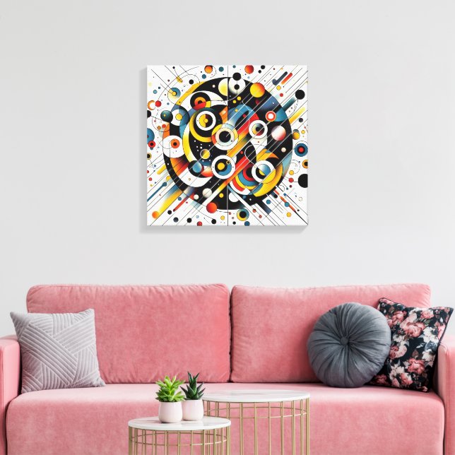 Geometric Energy Burst – Abstract Circle Art Canvas Print (Insitu(LivingRoom))