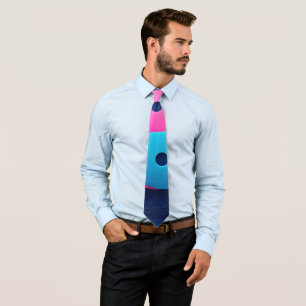 Geometric Equilibrium: Neon Yin Yang Pattern Tie