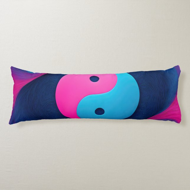 Geometric Equilibrium: Vibrant Yin Yang Pattern Body Cushion (Front)