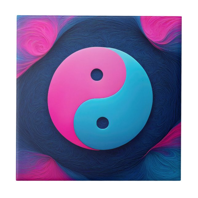 Geometric Equilibrium: Vibrant Yin Yang Pattern Tile (Front)