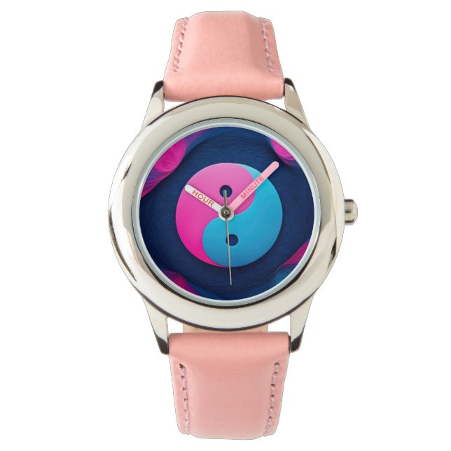 Geometric Equilibrium: Vibrant Yin Yang Pattern Watch (Front)
