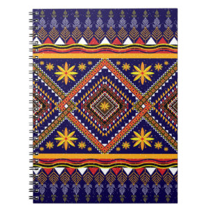Geometric ethnic oriental ikat pattern traditional notebook
