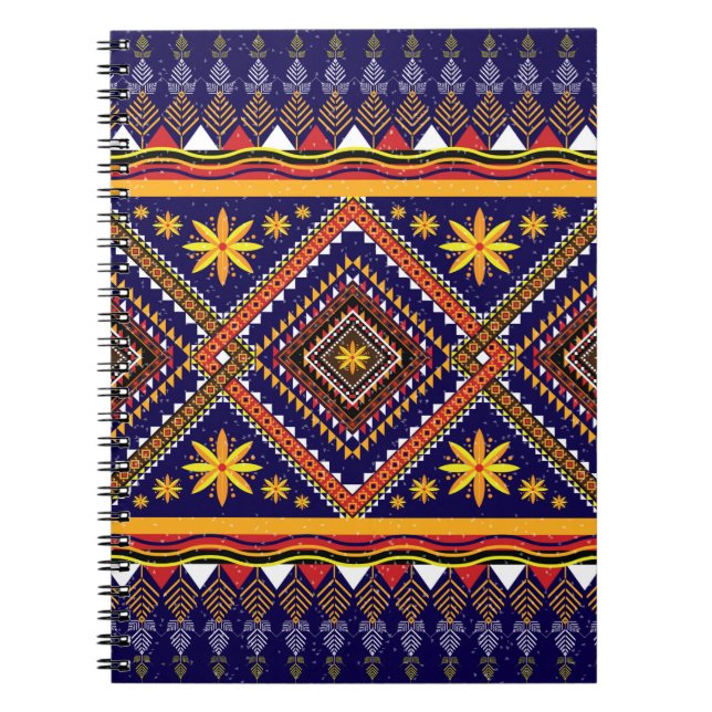 Geometric ethnic oriental ikat pattern traditional notebook (Front)